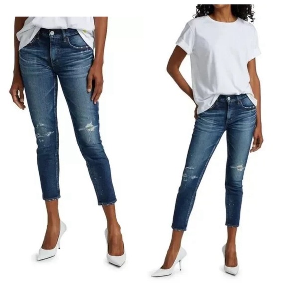 MOUSSY • Lancaster Distressed Stretch Ankle Jeans - Picture 1 of 8
